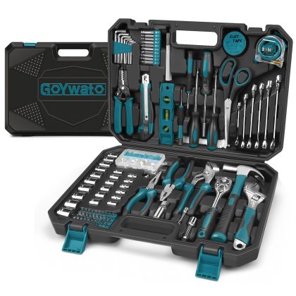 GoYwato Home Tool Kit 287PCs -Household Tool Kit for Home Improvement - Complete Maintenance General Hand Tool Set for Men Women with Pliers Set & Ratchet Wrench & Socket & Protable Tool Box Case