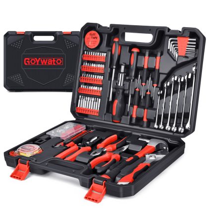 GoYwato Home Tool Kit 214PCs - Complete Repair Basic Hand Tool Set for Men Women - Household Tool Kit for Home Improvement with Hammer & Pliers Set & Ratchet Screwdriver & Protable Tool Box Case